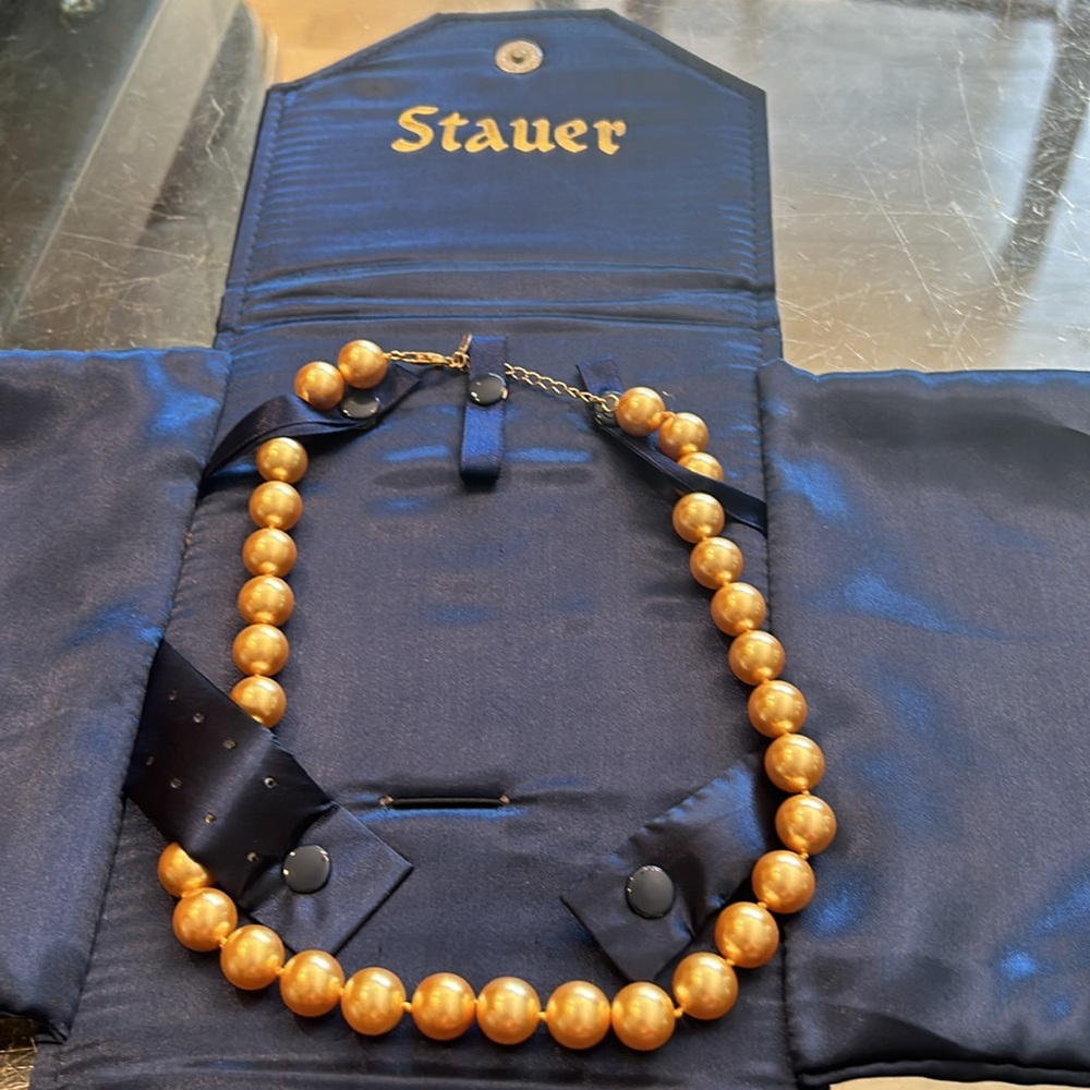 Stauer pacific gold pearl beaded necklace